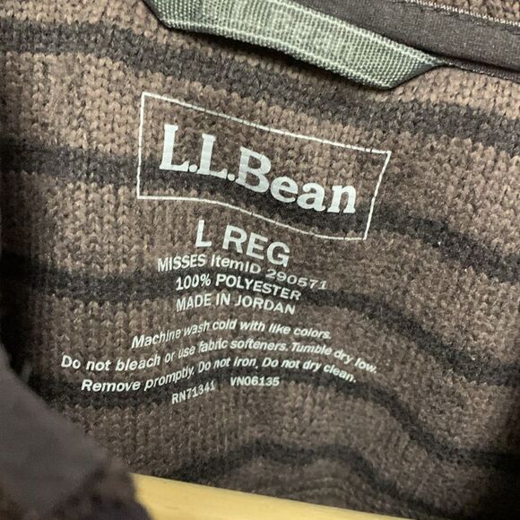 L.L. Bean Purple Striped Sweater Fleece Full Zipper Jacket Size L - Picture 4 of 11